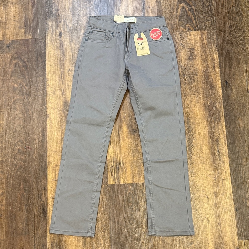 Levi's Boys 10 Regular 511 Slim Fit Soft Gray Stretch Jeans 25x25 NWT Adjustable